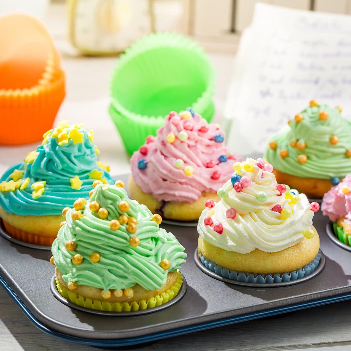 Blue Baking Cups Cupcake Liners Wrappers Paper Muffin Standard Sized 300 Count