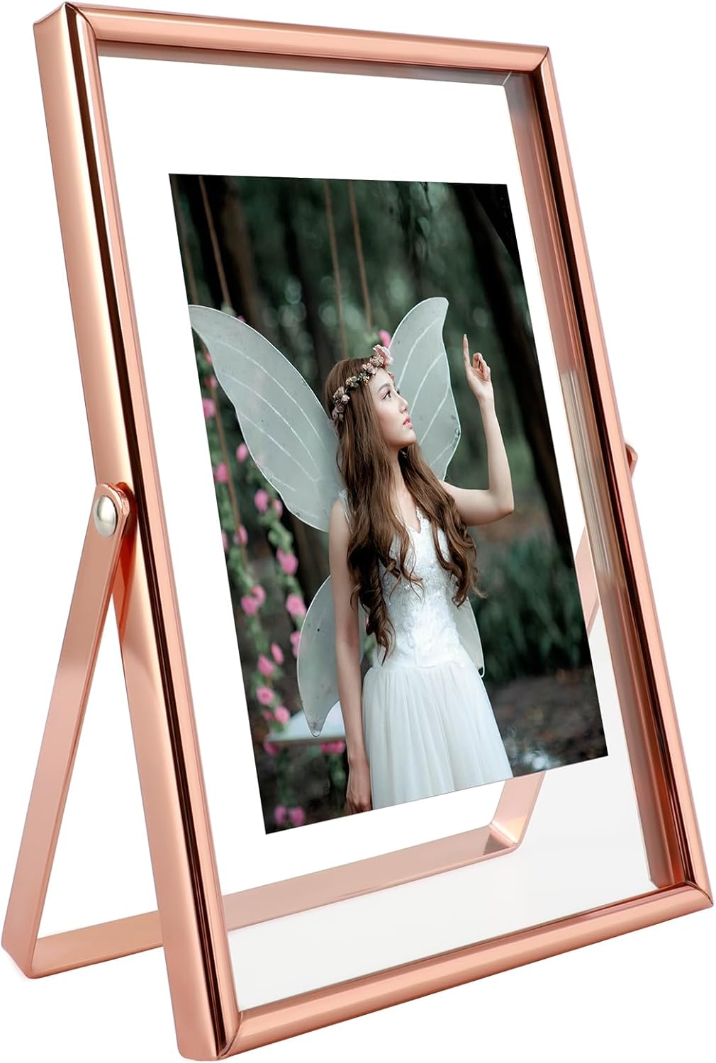 Rose Gold Floating Frame, 4"x6", Vertical, For Picture 3.5x5, 3x4, 2x3, Mini Tabletop Photo Frame, Classy For Festival, Wedding, or Birthday, Home or Office Decoration