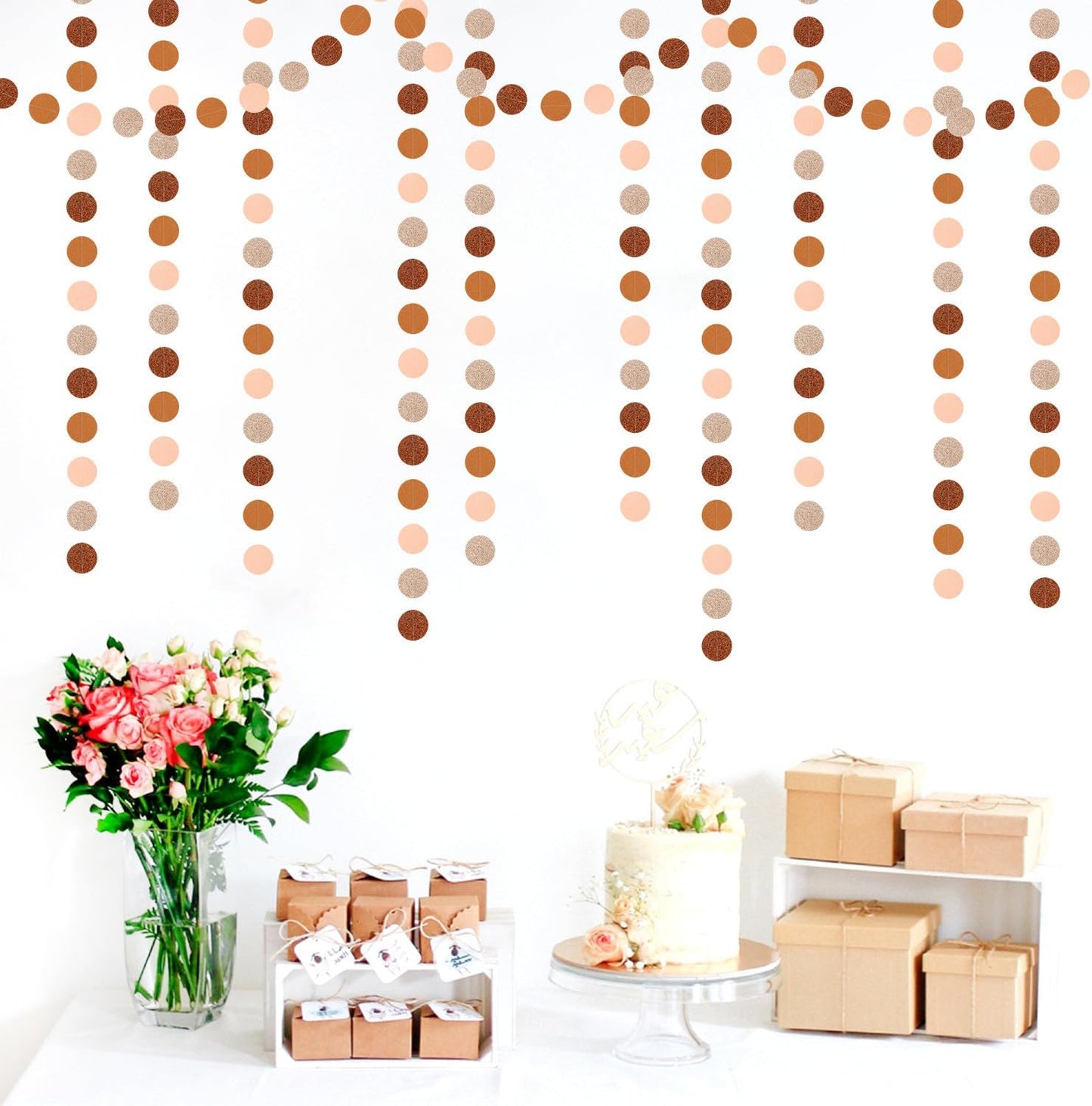 Boho Brown Rose-Gold Party-Decorations Streamers-Garland - 52ft Fall Birthday Hanging Paper Banner,Autumn Baby Bridal Showe Neutral Burgundy Wedding Bachelorette Decor Hugfond