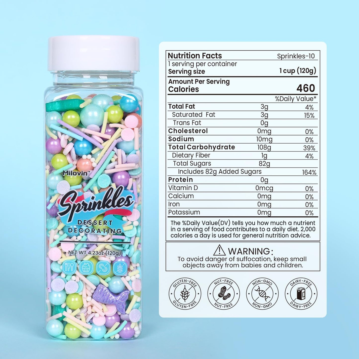 Edible Mermaid Sprinkles for Cake Decorating, Mermaid Cupcake Decorations, Pearl Sprinkles, Jimmy for Cupcakes, Cookies, Chocolate, Candy, and Ice Cream Topping(120g/4.23oz)