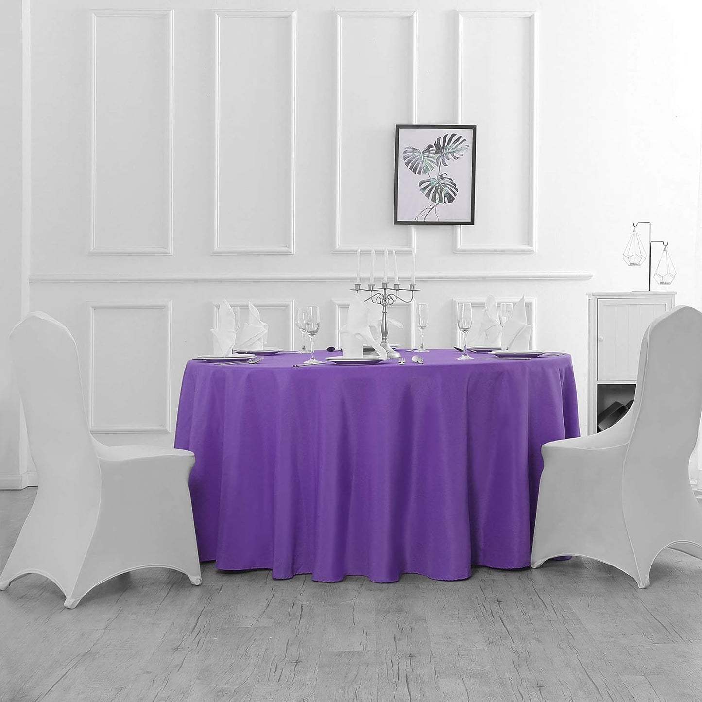 70 inch Round Tablecloth Washable Polyester Table Cloth Decorative Table Cover for Wedding Party Dining Banquet（70 inch,Purple）
