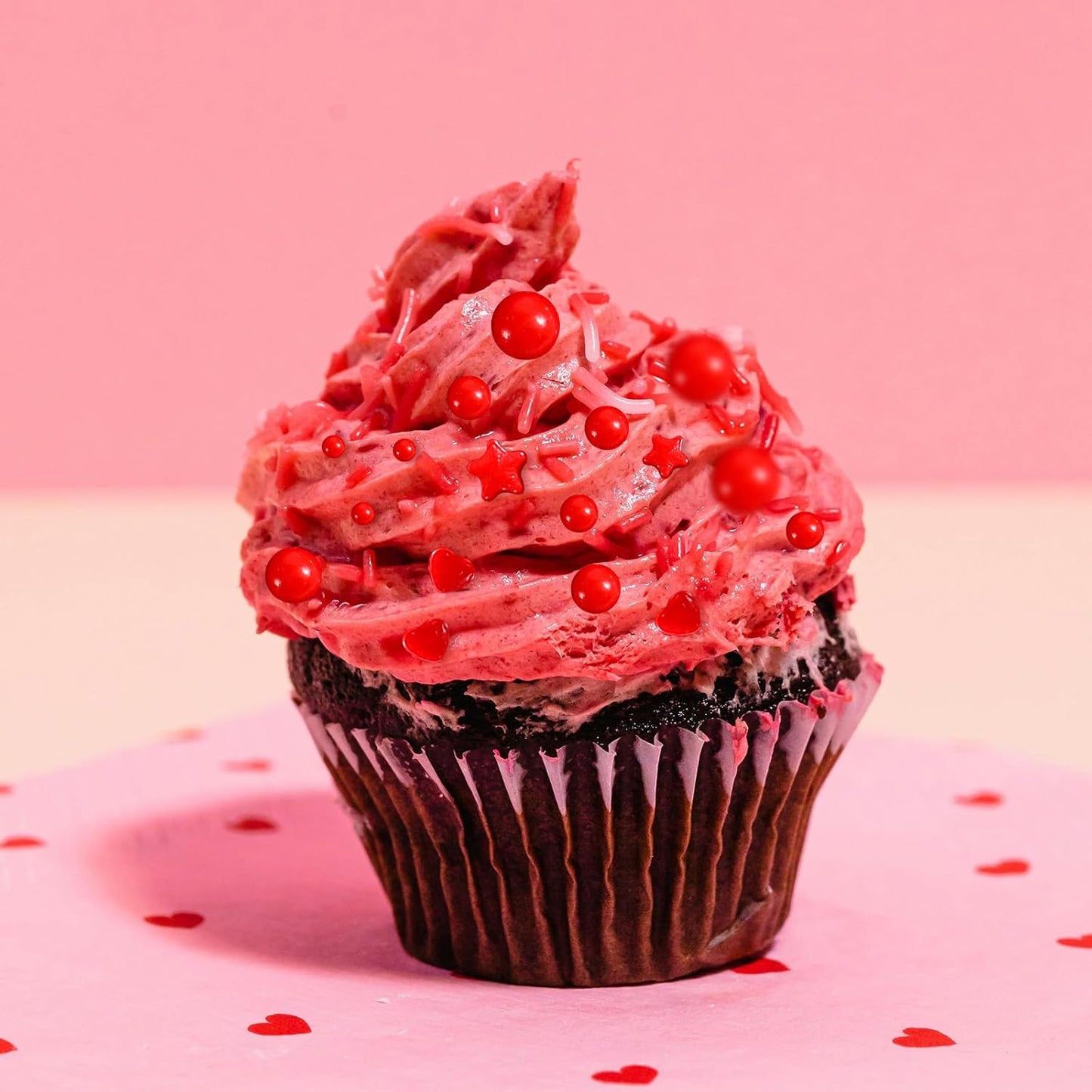 Kasvan Red Pearl Sprinkles, 6 Sizes Mix for Cake Decorating, 230g/8.1oz, Baking Cake Decorations, Ice Cream Toppings and Cookie Decorating, Wedding Party Chirstmas Supplies (Red)