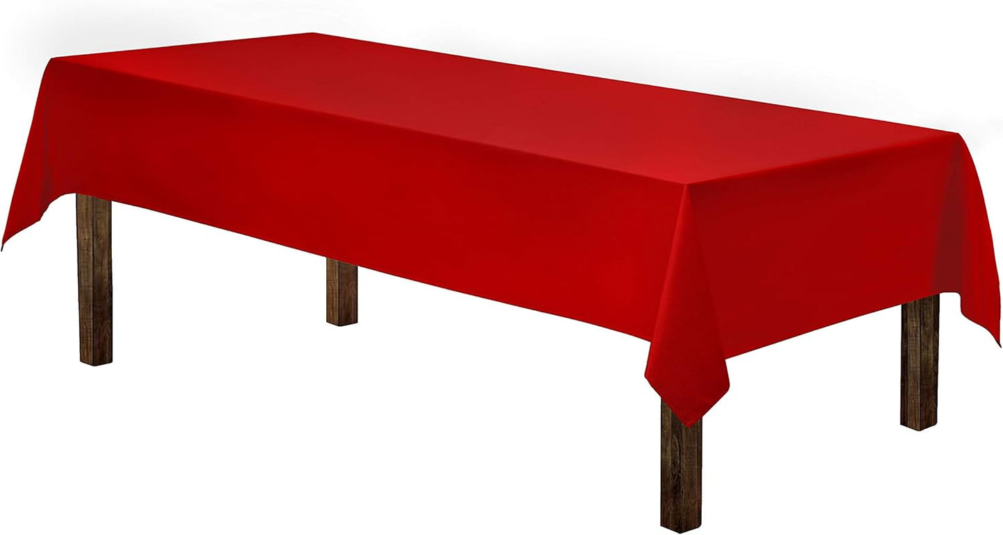 Gee Di Moda Rectangle Tablecloth - 60 x 84 Inch Red Table Cloth for 5 Foot Rectangle Table - Heavy Duty Washable Fabric - for 5 Ft Buffet Table, Holiday Party, Dinner, Wedding & Baby Shower