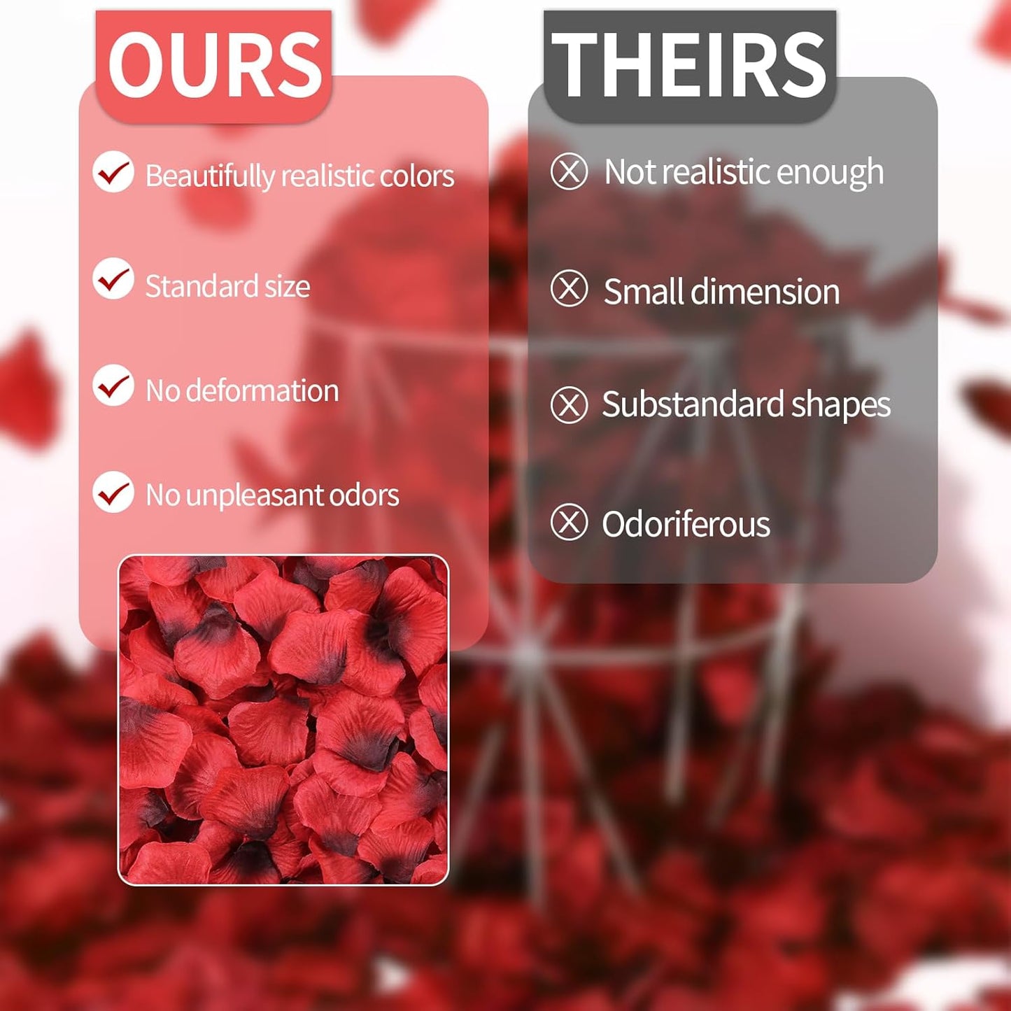 1000 Pcs Artificial Fake Rose Petals,Flower Petals for Romantic Night, Engagement, Party, Wedding, Event Flower Decorations, in Bulk(Dark Reddish with Black)