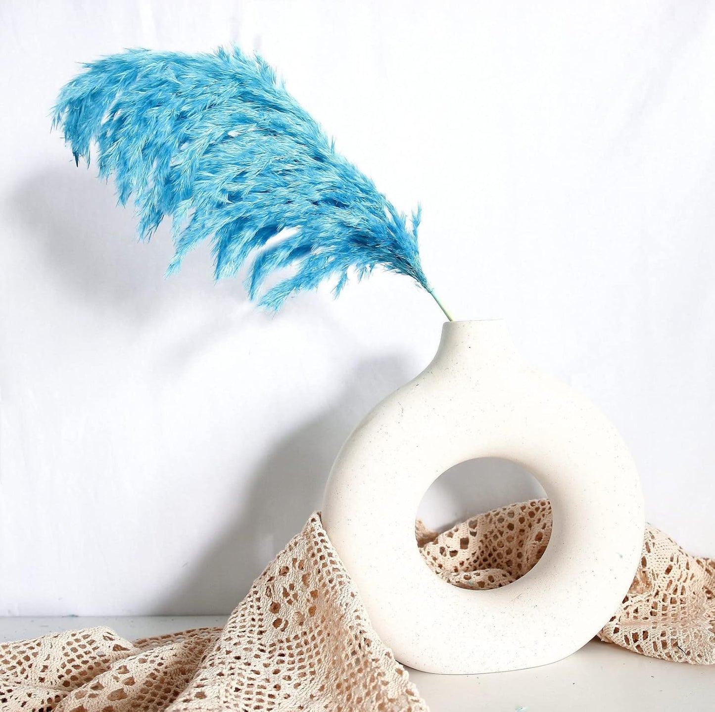 Blue Pampas Grass for Home Decor - Elegant Boho Decor - Premium Quality Pampas Grass Stems - Perfect for House, Nursery, Western, Wedding, Table, and Bohemian Decor (20PCS)