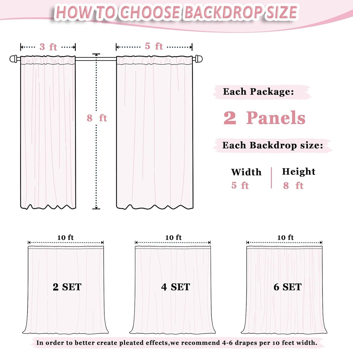 DUOBAO Red Chiffon Backdrop Curtain 5FTx8FT Polyester Curtains for Wedding Ceremony 96" Long Sheer Drapes 2 Pcs Girls' Bedroom Party Stage Decoration (58" W x 96" L)