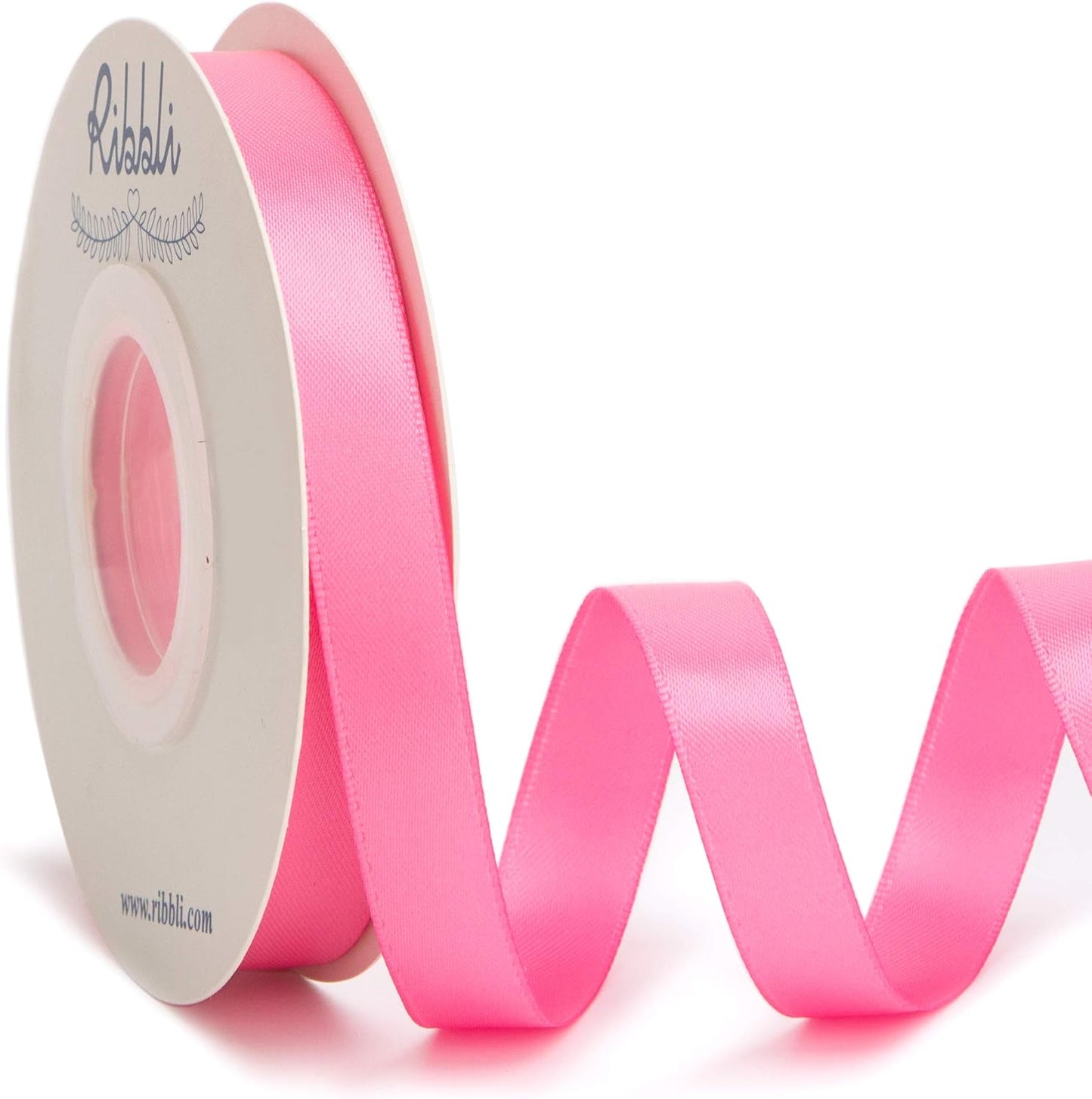Ribbli Double Faced Hot Pink Satin Ribbon,1/2” x Continuous 25 Yards,Use for Bows Bouquet,Gift Wrapping,Floral Arrangement