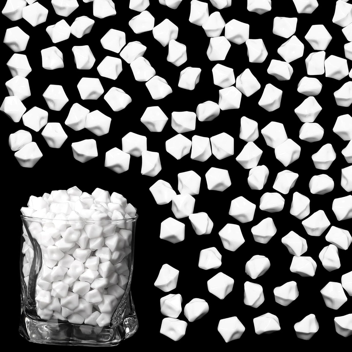 LAIDANLA 500PCS White Acrylic Gems Vase Fillers for Centerpiece White Fake Ice Cubes Plastic Diamonds Fake Crushed Rocks DIY Party Table Scatter Prop Wedding Decoration Accessories