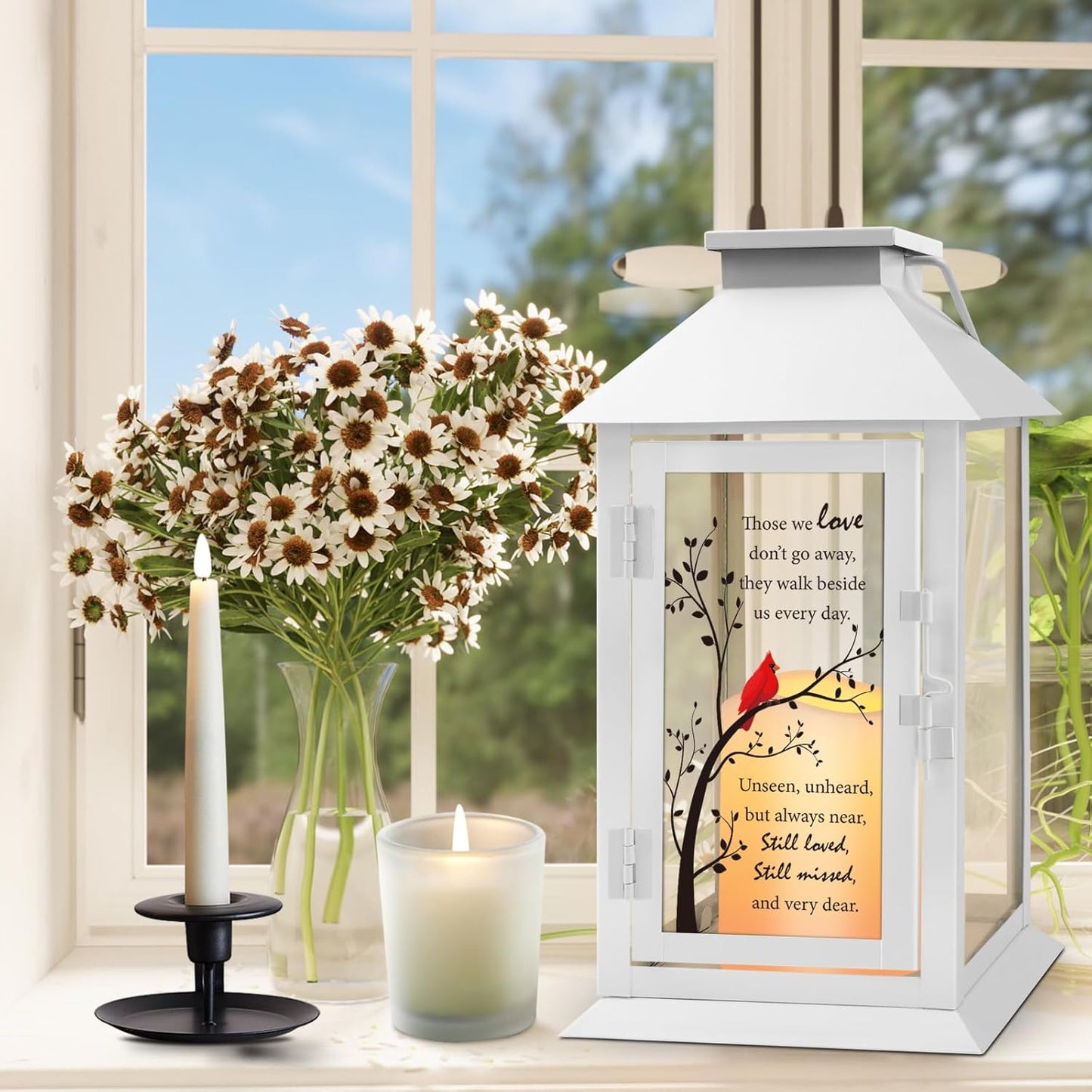 Memorial Lantern Bereavement Gifts in Memory of Loved One - Remembrance Sympathy Gifts for Loss of Mother or Father with LED Candle and Remote
