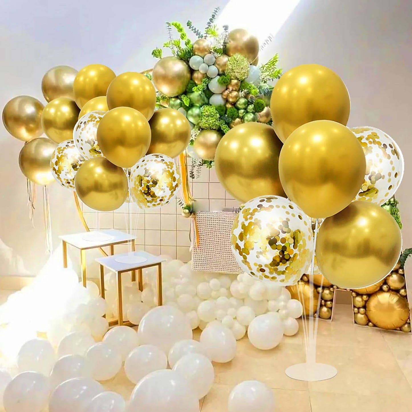Gold Party Decorations Balloon Stand Centerpiece Table Decorations for Birthday Bridal Shower Graduation Wedding Anniversary Engagement Mother's Day Father's Day New Years 2025(Gold set4)