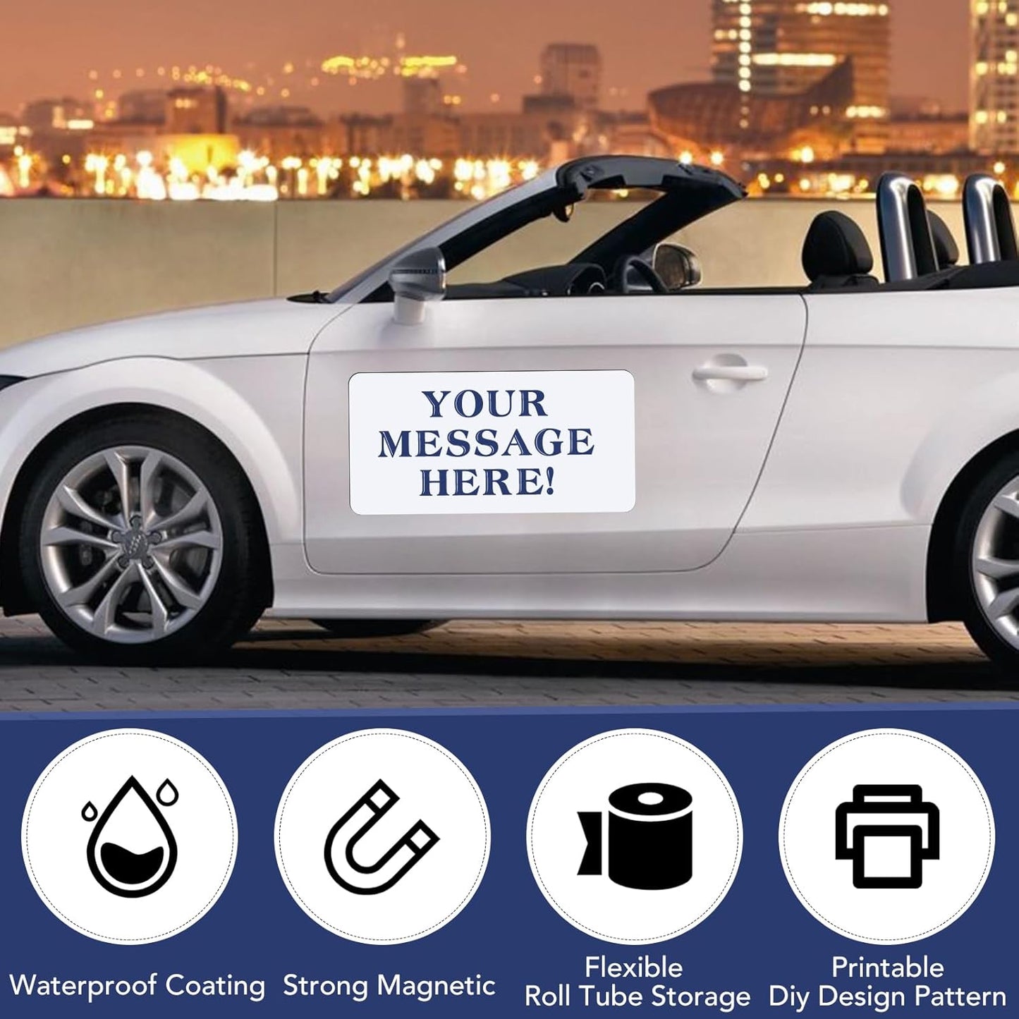 DIYMAG 4Pcs Blank Car Magnets,Door Magnet Rounded Corners Magnetic Set for Vehicle to Advertise Business Cover Company Logo Prevent Cars Scratches Dents, White, 24/" x 12/" -4P