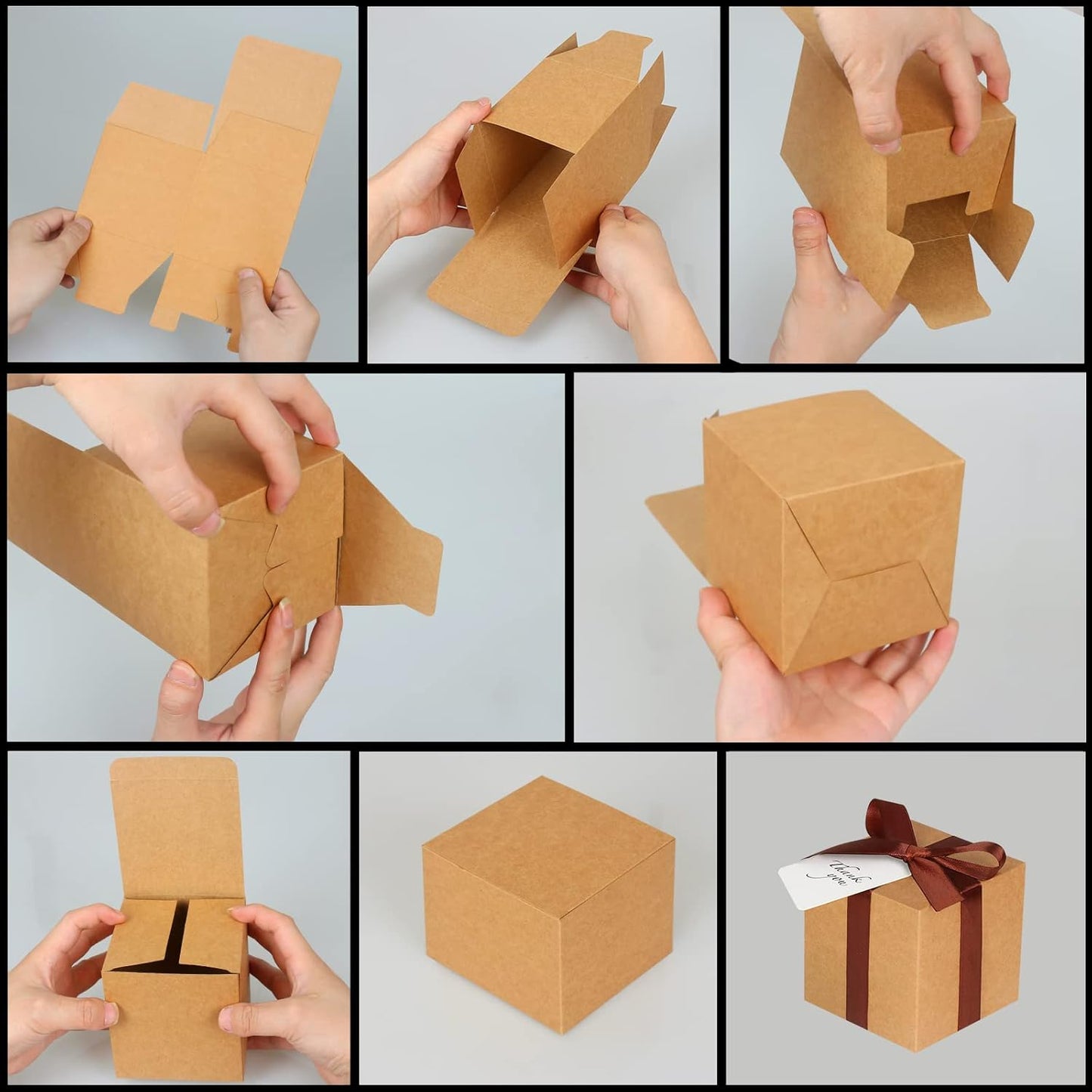 50 Pack Small Gift Boxes, 2x2x2 Favor Boxes Brown Paper Gift Boxes with Lids for Presents, Crafting, Cupcake Boxes, Gifts, Candy Boxes for Wedding Party Bridal Shower Baby Shower Favors