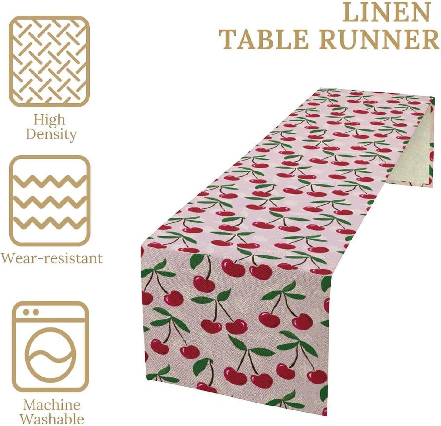 Cherry Table Runner,Spring Summer Fruit Table Runner for Kitchen Dining Table Home Party Decoration 13x108 Inch