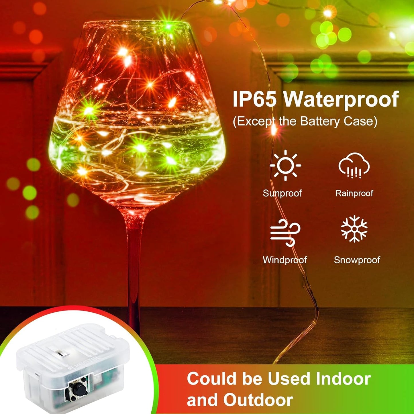 ZGWJ 24 Pack Christmas Fairy Lights Battery Operated, 7ft 20LED Mini Fairy String Lights Silver Wire 3 Modes Waterproof for Christmas Tree DIY, Parties, Bedroom Decorations Red&Green