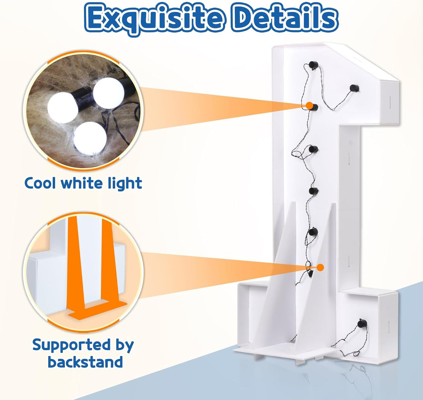 Marquee Numbers 4 Feet Tall Big Light Up Numbers 80th Birthday Decorations Women Men White Anniversary Party Decor Large Cardboard Prop Backdrop Sign 80