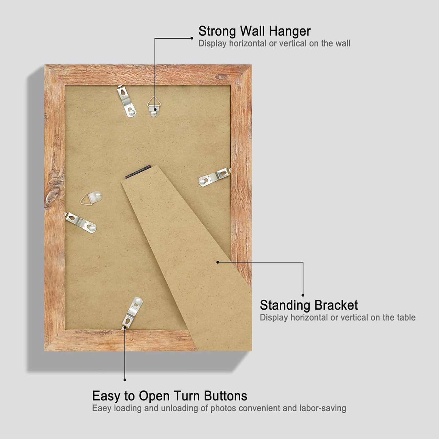 6x9 Picture Frame Set of 4, High Definition Real Glass Rustic Brown Frame, 6 x 9 Wood Photo Frames for Tabletop Display and Wall Mounting