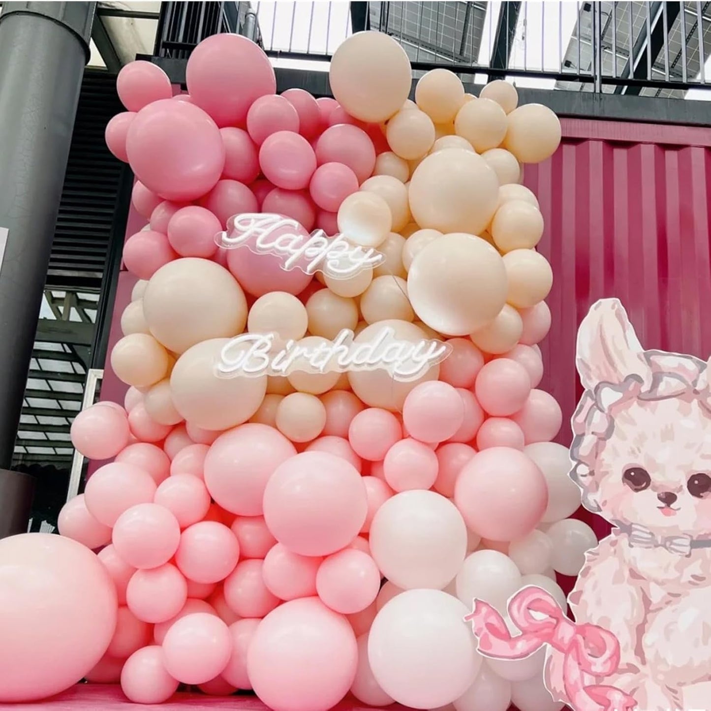 412Pcs Pink Balloon Arch Garland Kit,18 12 10 5 Inch Pink White Balloon Arch Garland Kit Include Nude Balloons for Birthday Shower Princess Theme Party Wedding Decorations