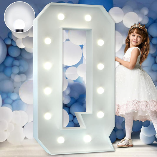 Marquee Letters 4 Feet Tall Large Light Up Letters Baby Shower Decorations Wedding Engagement Proposal White Party Decorations Marry Me Sign Big Cardboard Backdrop Q