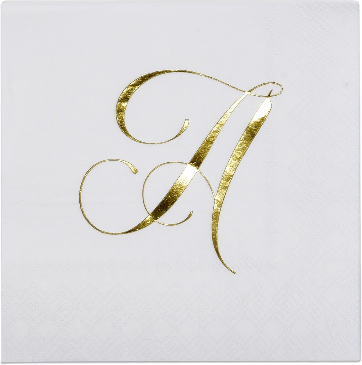 Gift Boutique 100 Gold Letter A Monogram Cocktail Napkins Disposable Paper Pack Elegant Metallic Golden Foil Hand Napkin for Powder Room Wedding Holiday Birthday Party Baby Shower Decorative Towels