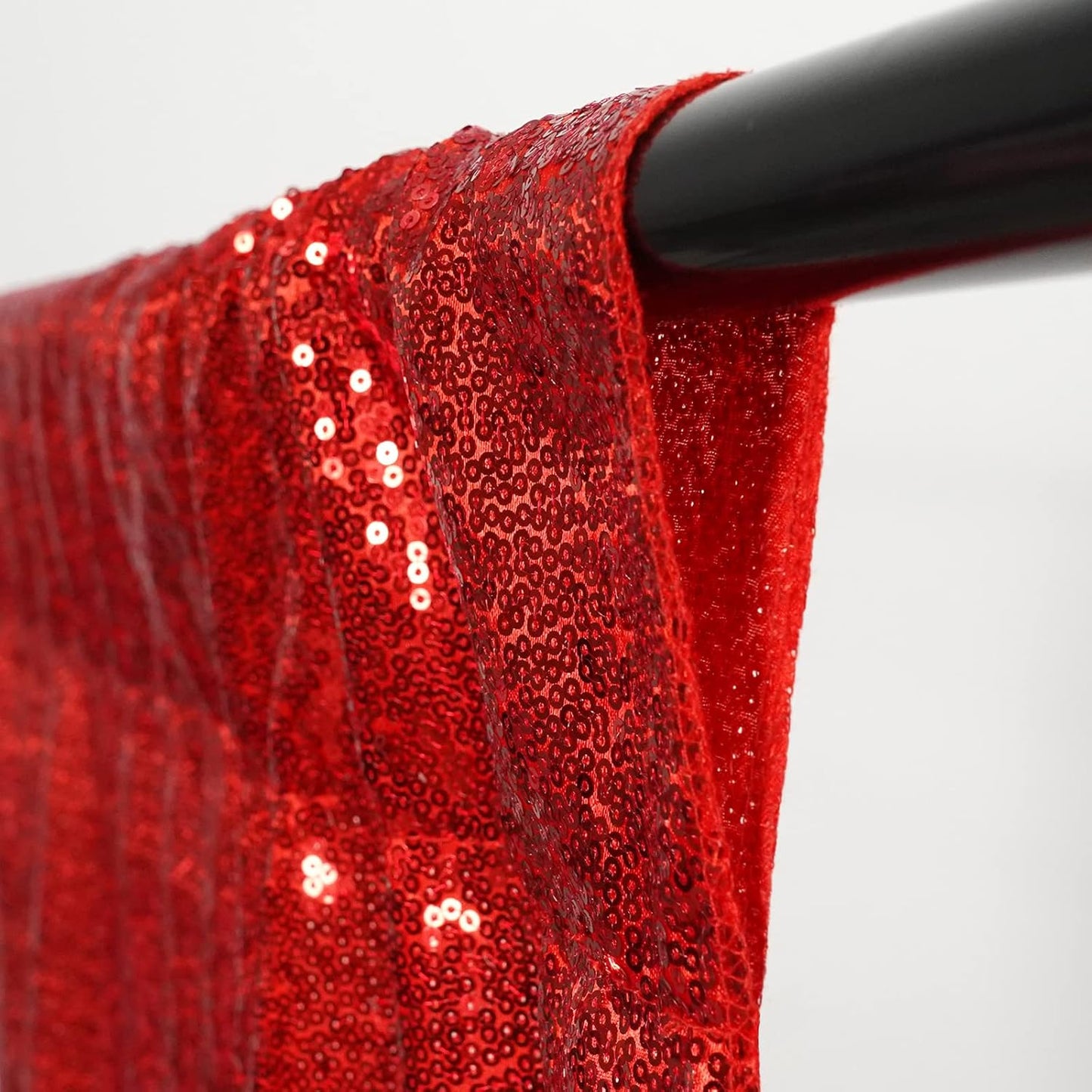 Poise3EHome 8Ft x 10Ft Red Sequin Backdrop, Glitter Thick Satin Sequin Background Drapes, Sparkly Photography Curtain, Sequence Backdrop for Wedding Party Holiday Festival Decor