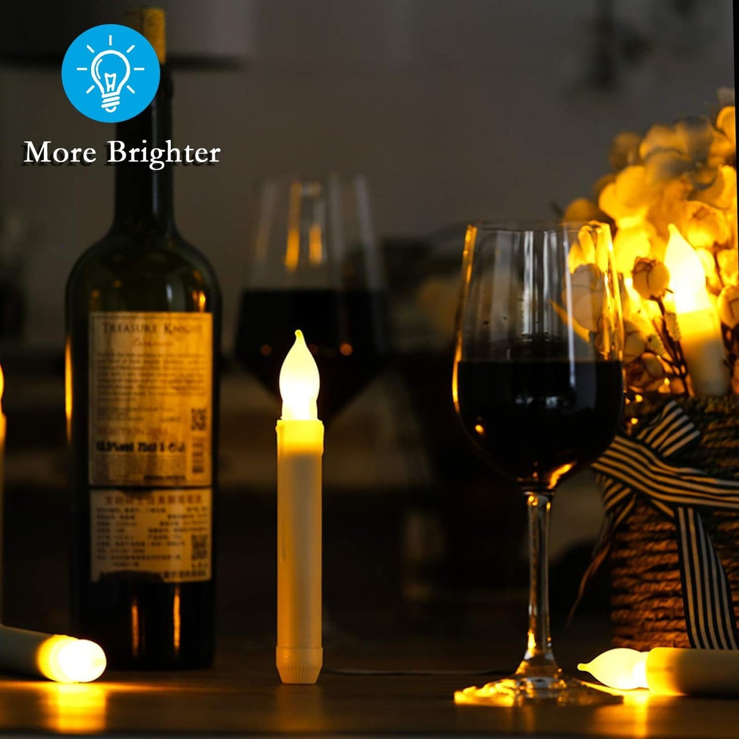 Amagic 12pcs Batteries Operated Taper Candles with Remote, Warm White Flickering Light, Flameless Handheld Candles Floating, Led Hanging Candlesticks for Party Halloween Christmas Church Home