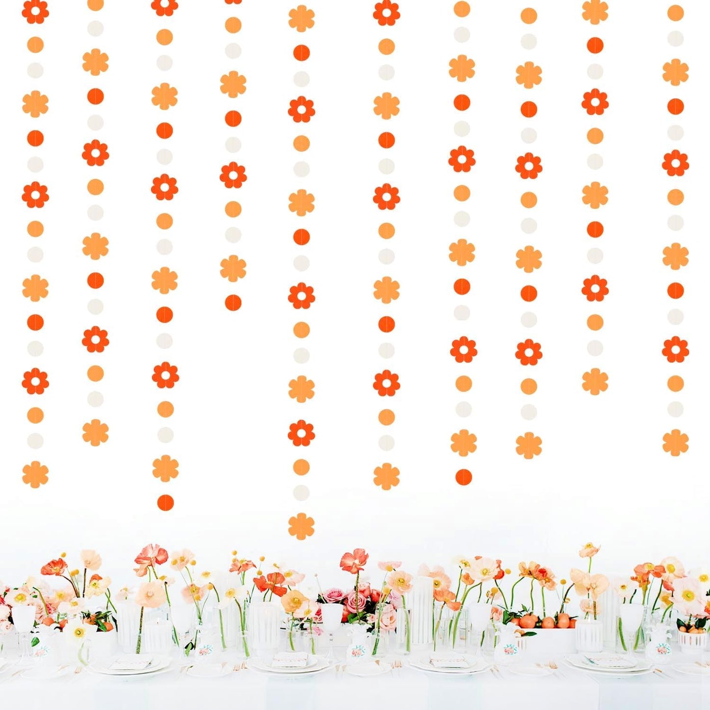 Orange-Beige Fall Baby-Shower Party-Decorations Garland - 64Ft Autumn Harvest Thanksgiving Friendsgiving Paper Streamers Banner,Boho Birthday Bridal Wedding Engagement Bachelorette Decor Ouruola