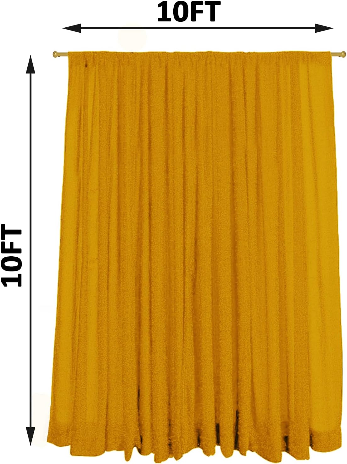 10ft x10ft Gold Metallic Spandex Backdrop, 1 Panel Glitter Sheer Photography Background, Stretchy Spandex Fabric for Wedding, Party, Baby Shower, Photo Booth Decor