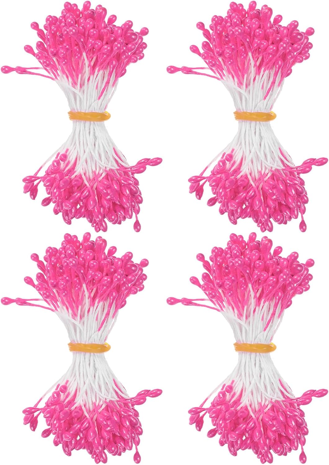 600-Pack Flower Stamens for Crafts, 5mm Double Heads Artificial Pearl Floral Pistil Mini Flower Pollens Stamens for DIY Making/Wedding/Scrapbook Decoration [Rose Red]