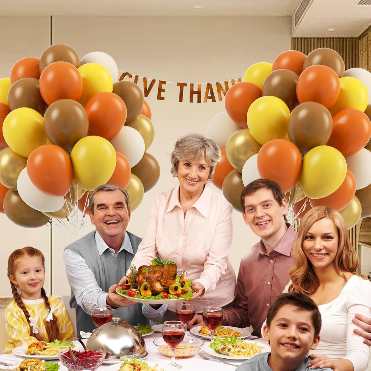 60pcs Fall Balloons Thanksgiving Balloons 12inch with Burnt Orange Brown Mustard Yellow Sand White Metallic Gold Balloon for Neutral Autumn Baby Shower Birthday Party Decorations