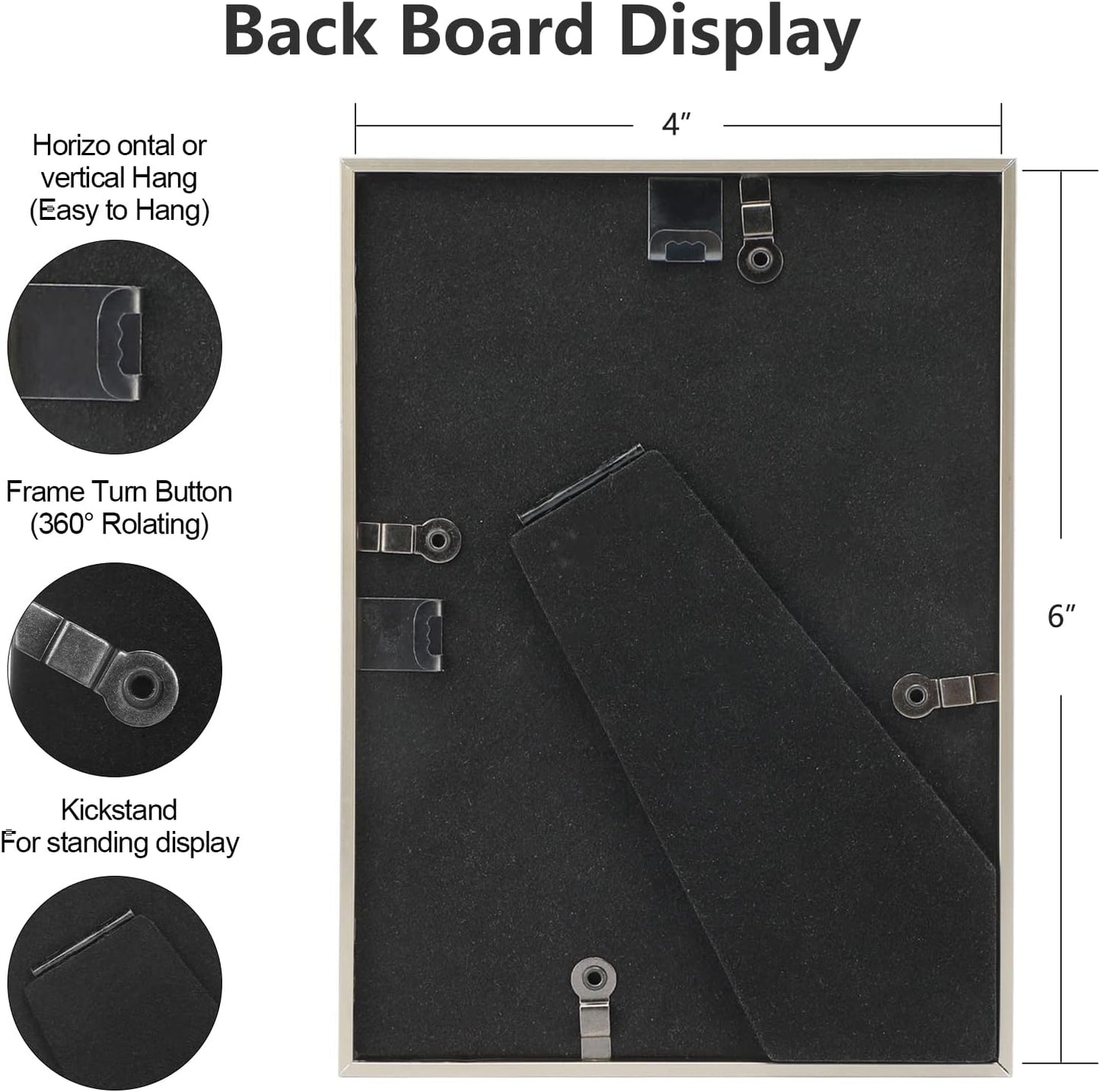 4x6 Picture Frame Champagne Brushed Modern Simple Thin Aluminum Metal Photo Frame with HD Real Glass, Display for Tabletop and Wall Collage. (2 Pack)