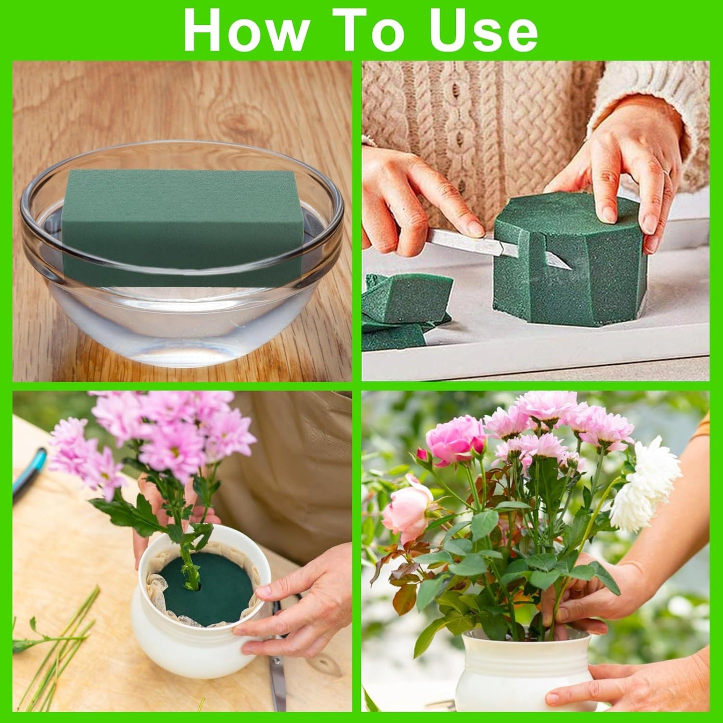 CCINEE 8 Pcs Floral Foam Bricks,Mini Florist Flower Foam Green Blocks Supplies for Fresh and Artificial Flower Arrangements Crafts DIY