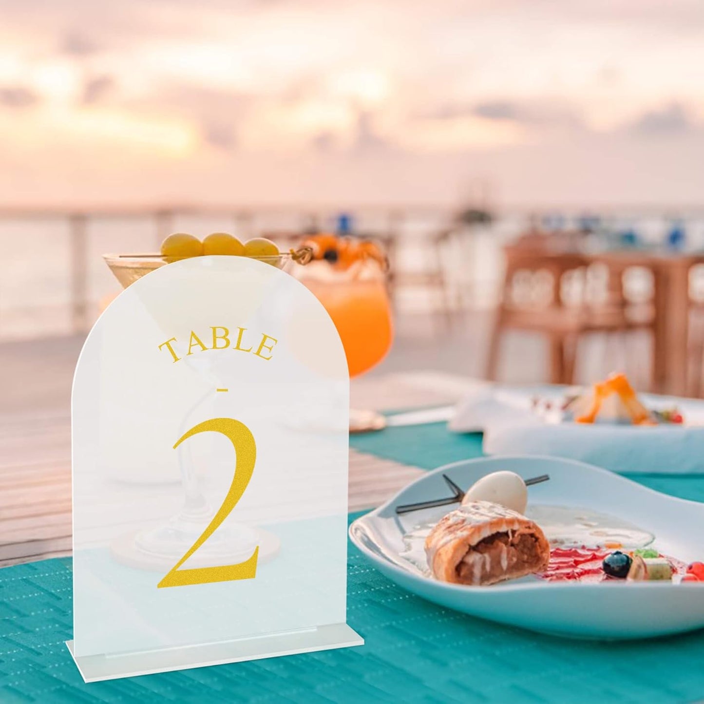 JOYIT Frosted Arch Wedding Table Numbers 1-40 with Stands – 5" X 7" Acrylic Gold Table Number Holders, Perfect for Wedding Receptions, Parties, Anniversaries, and Events