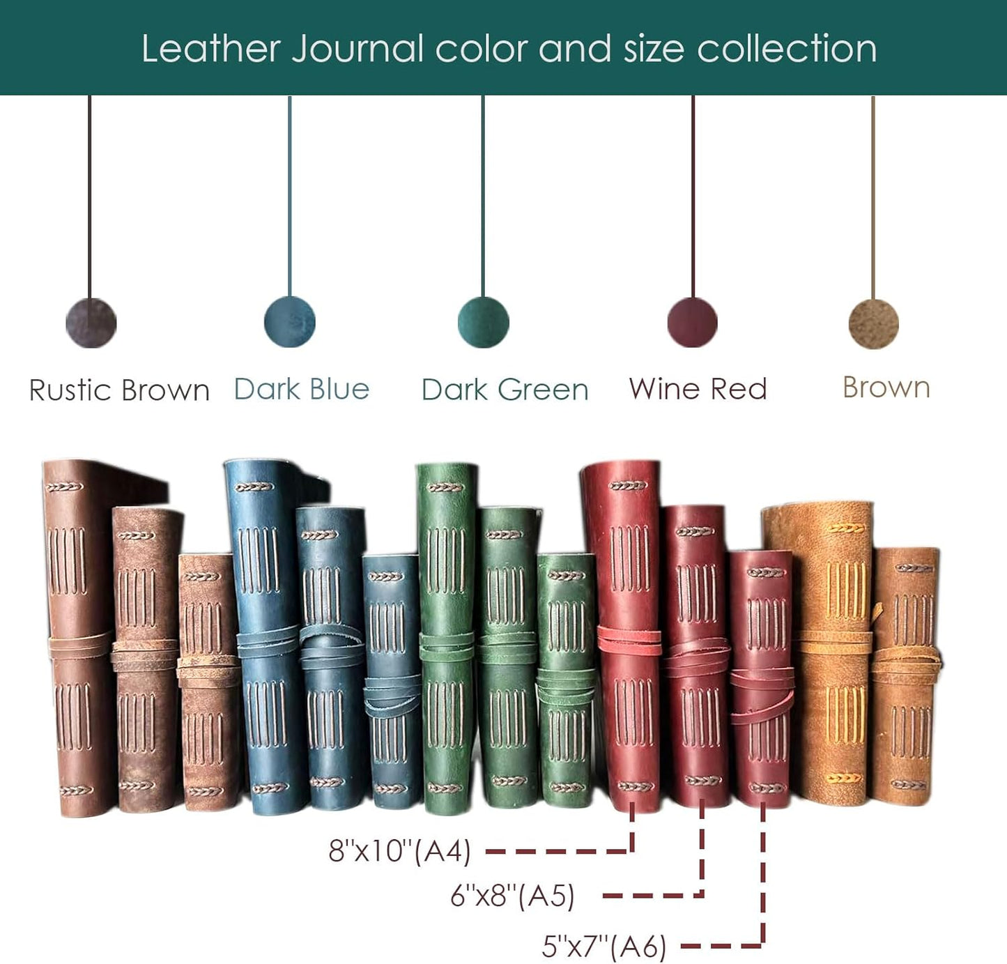 Green Notebook Journal - Nice Genuine Leather Journaling for write A5 Size Diary 6.2x8.5 Inch,Notepad For Women,Man,Vintage,Gifts,Work,Traveler,Personal, Dark Green
