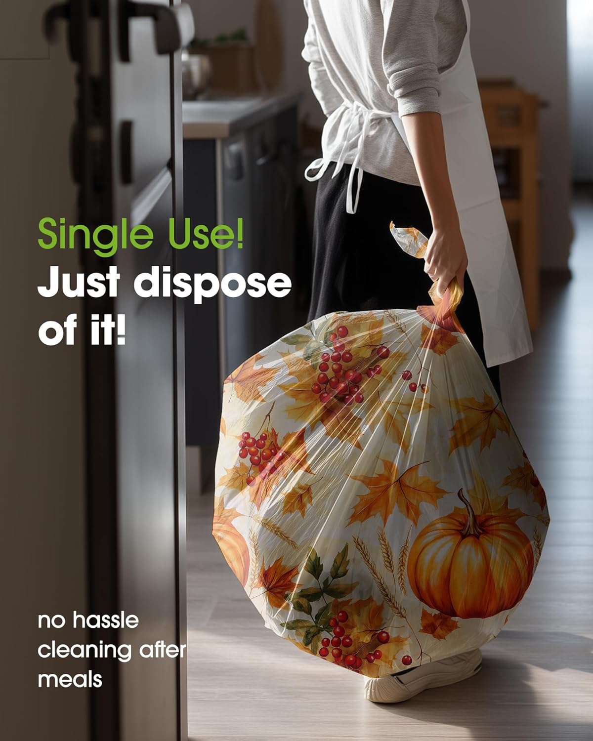 Pureegg Plastic Table Cloth Disposable 10 Pack, 54 x 108 Inch Table Cloths, Thanksgiving Decorations, Harvest Party, Fall Tablecloths, Rectangle Tables, Leakproof & Sturdy, Pumpkin Harvest