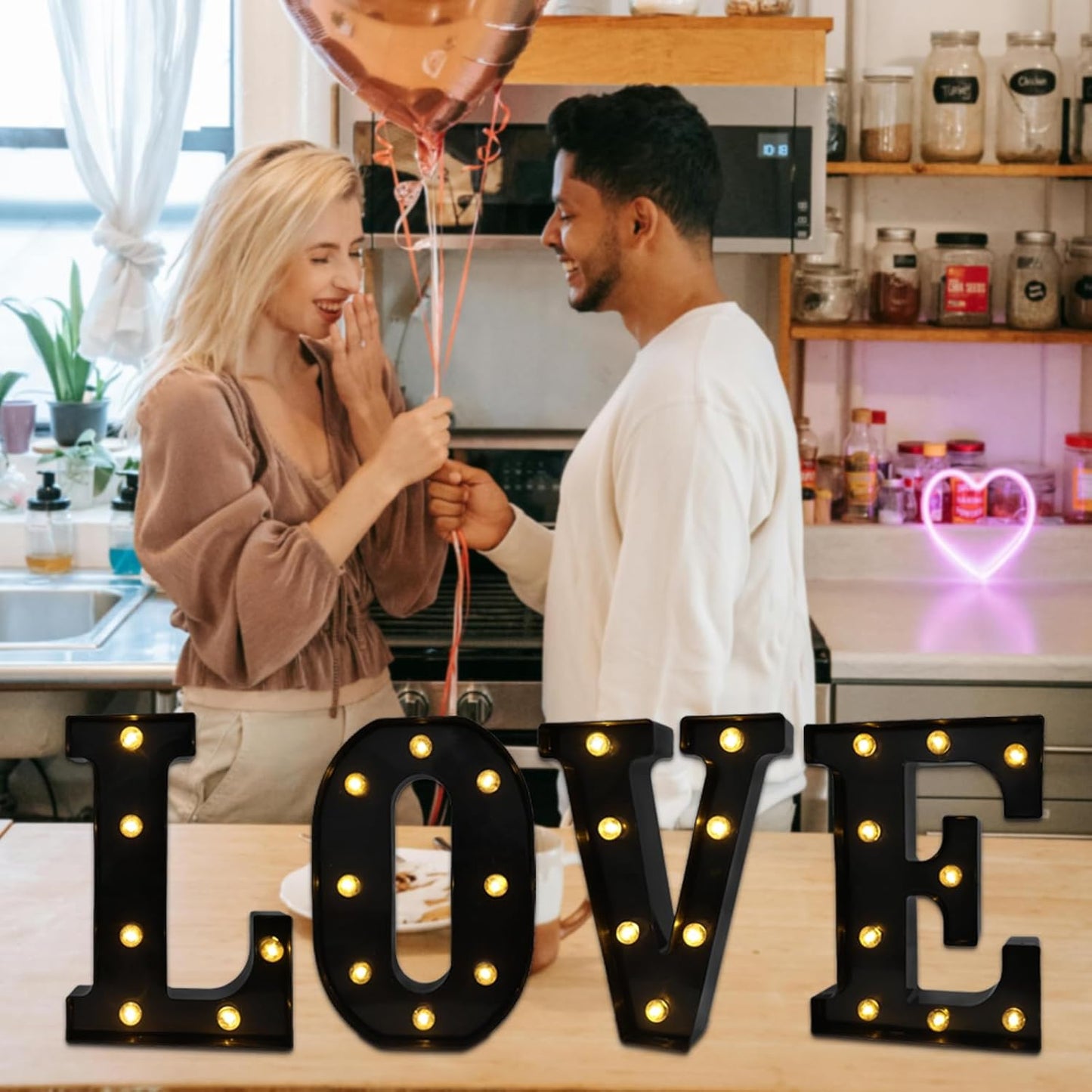 Led Marquee Letters, 8.58 Inch Black Light Up Letters, Small Led Letter Lights, Battery Powered Lighted Letterfor Table, Party, Birthday, Christmas Decor (Black, Letter C)