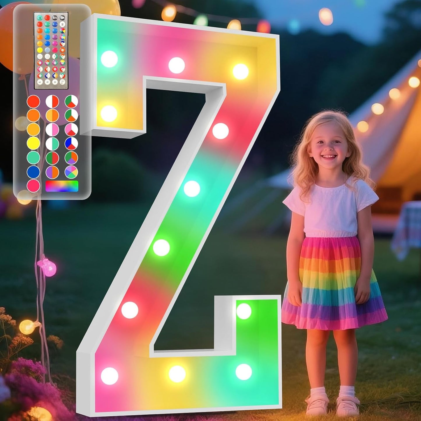 Ledido 4FT Marquee Light Up Letters, 34 Colors Changing Marquee Letter 4 Feet Tall with Remote, Big Letters for Party Wedding Graduation Birthday Decorations, Large Light Up Letter Z