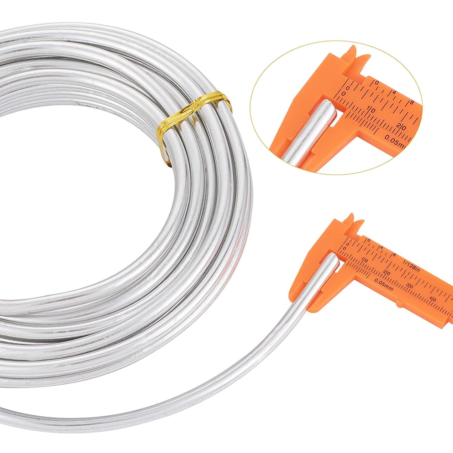 Fashewelry 22.96 Feet/Roll 6mm Thick Aluminum Wire Silver Bendable Metal Craft Wire for Beading Jewelry Craft Making