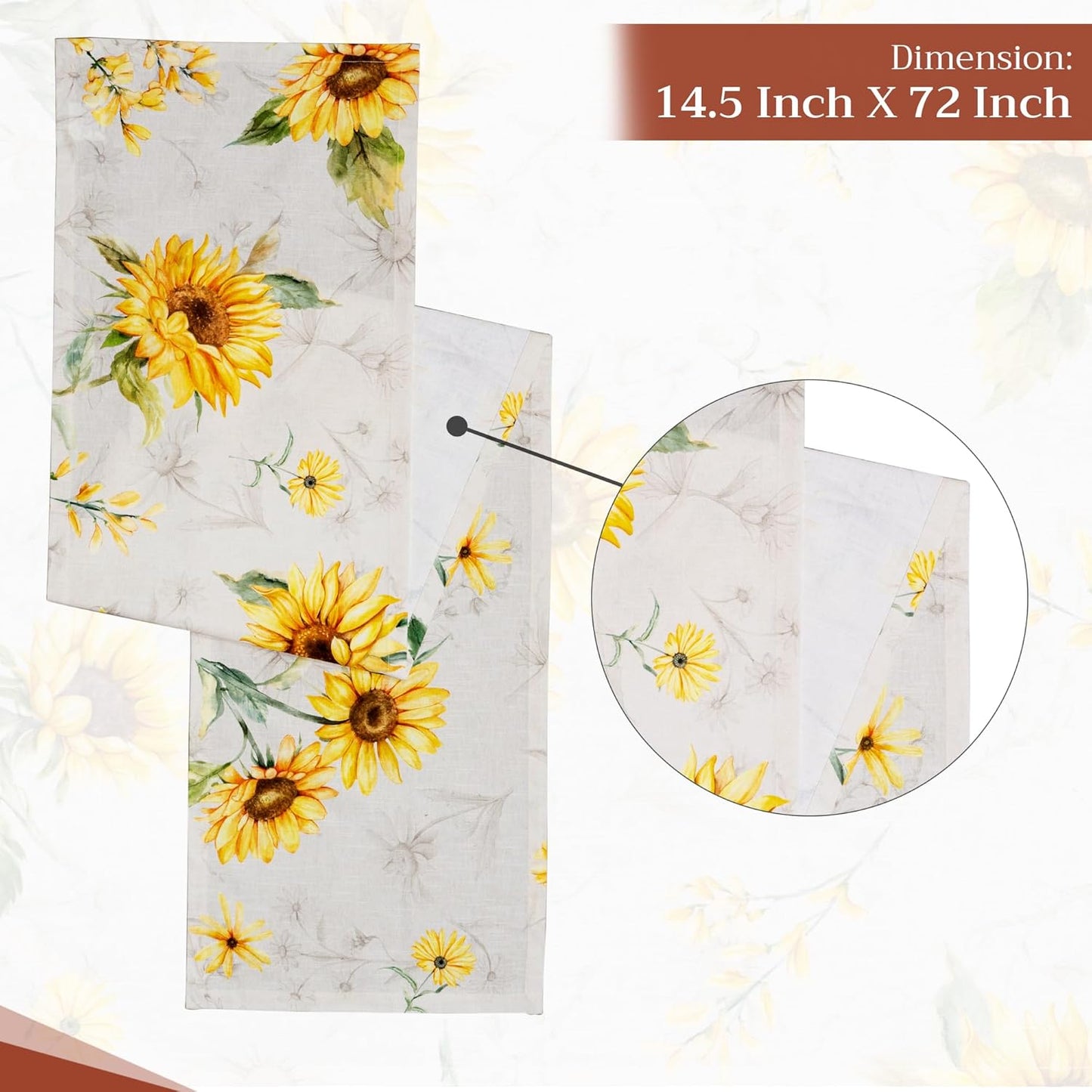 Maison d' Hermine Table Runner 100% Cotton Single Layer Table Runners 72 inches Long Decorative for Home Kitchen Dining Party Baby Shower Wedding Bridal Shower Spring Summer (Candice, 14.50" x 72")