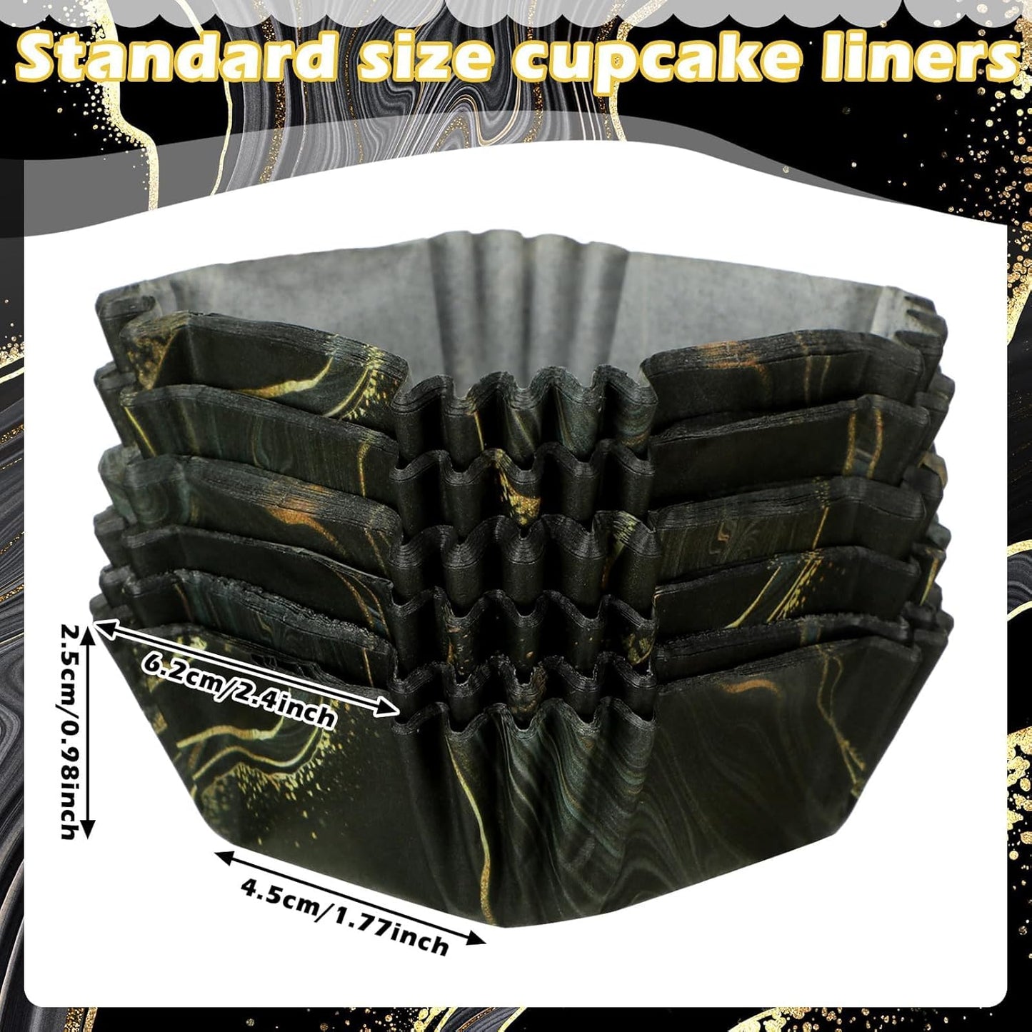 Tanlade 350 Pcs Square Mini Cupcake Liners Disposable Brownie Baking Pan Liners 1.77 Inch Paper Baking Cup for Cup and Cupcakes Party Supplies for Weddings Birthdays Bridal Showers(Black Marble)