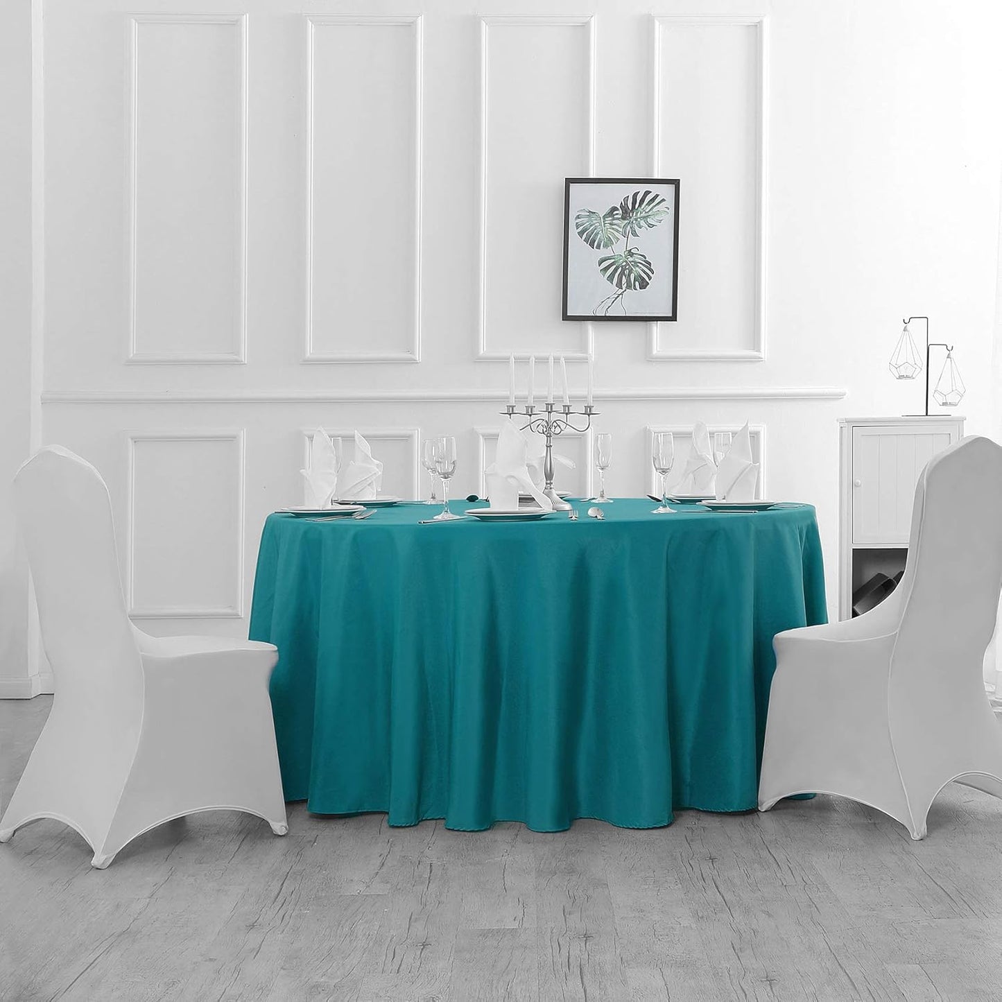 108 inch Round Tablecloth Washable Polyester Table Cloth Decorative Table Cover for Wedding Party Dining Banquet（108 inch,Teal）