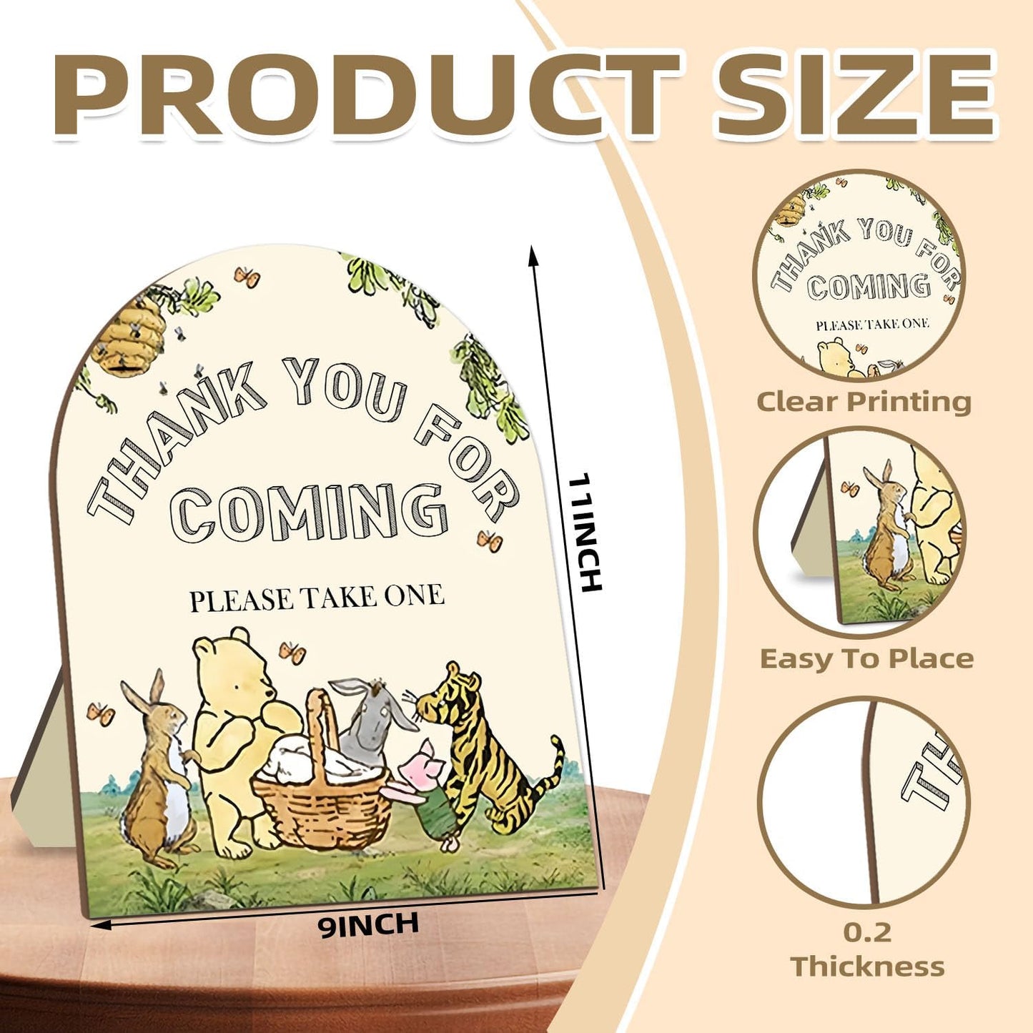 Winnie Bridal Shower Favors Sign, Winnie Decor Bridal Shower Gifts for Guests, Classic Pooh Thank You for Coming Please Take One Sign, Cute Animals Decor Baby Shower Party Supplies 9 * 11IN