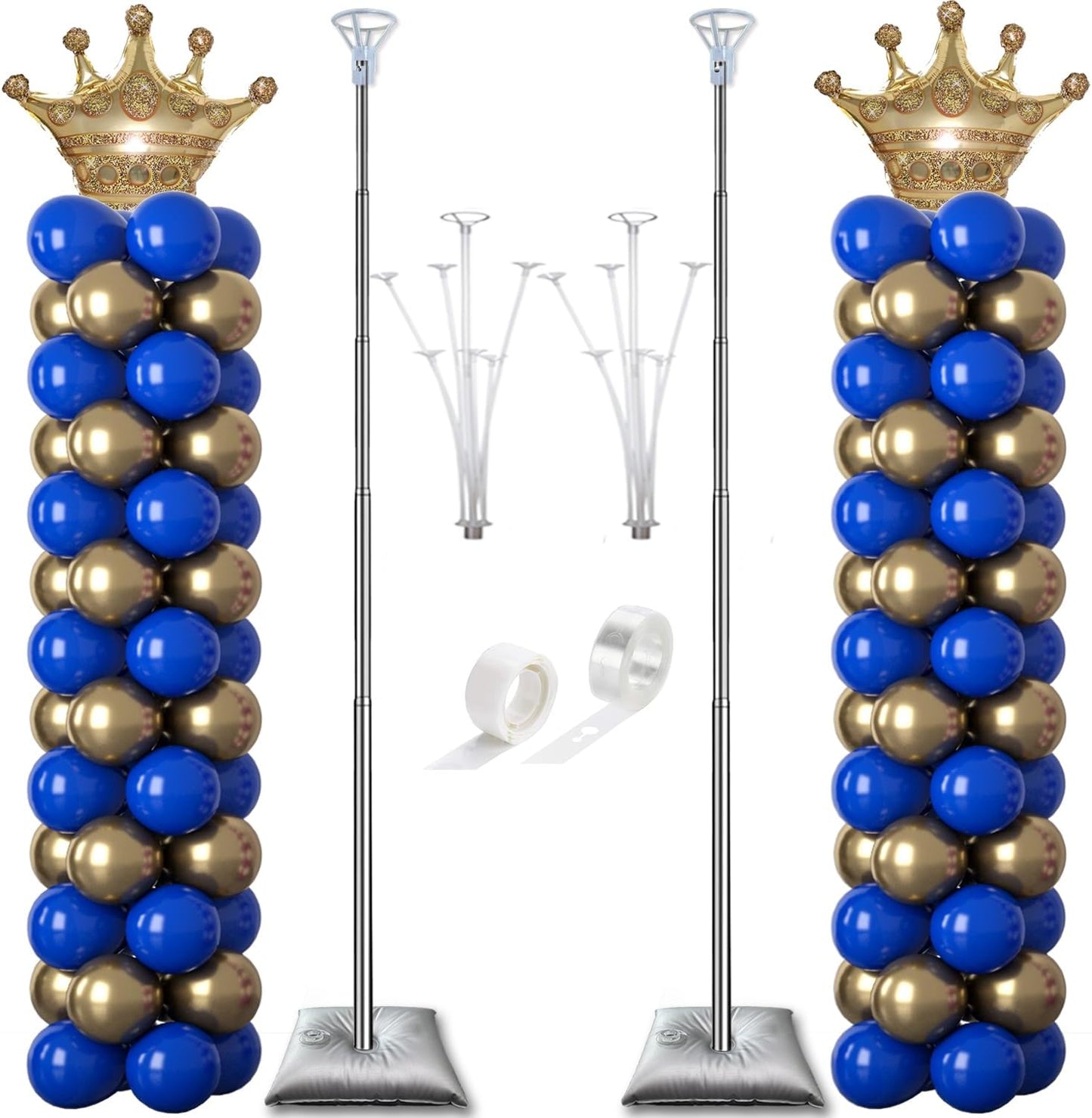 Balloon Column Stand Kit Set of 2, 2IN1 Balloons Holder Sets Ballon Arch stand for Floor, 9 Feet Height Adjustable Metal Baloon Tower Pillar for Graduation, Wedding, Party Decoration