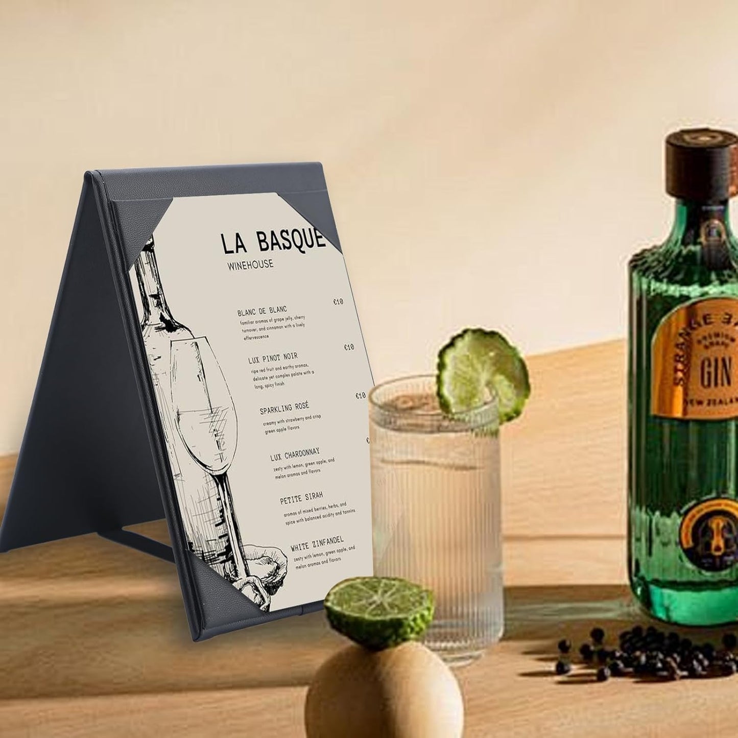 Menu Covers - Set of 10 Double-Sided Table Tent Cards for Restaurant, Dinner Party, and Bar Menus - Includes Bill Holder and Reserved Seating Signs - Easy to Clean and Foldable (20, 5 * 7)