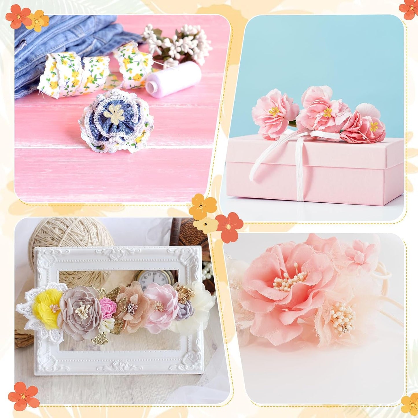 900-Pack Flower Stamens for Crafts, 5mm Double Heads Artificial Pearl Floral Pistil Mini Flower Pollens Stamens for DIY Making/Scrapbook Decoration [Dark Pink and 5 Colors]