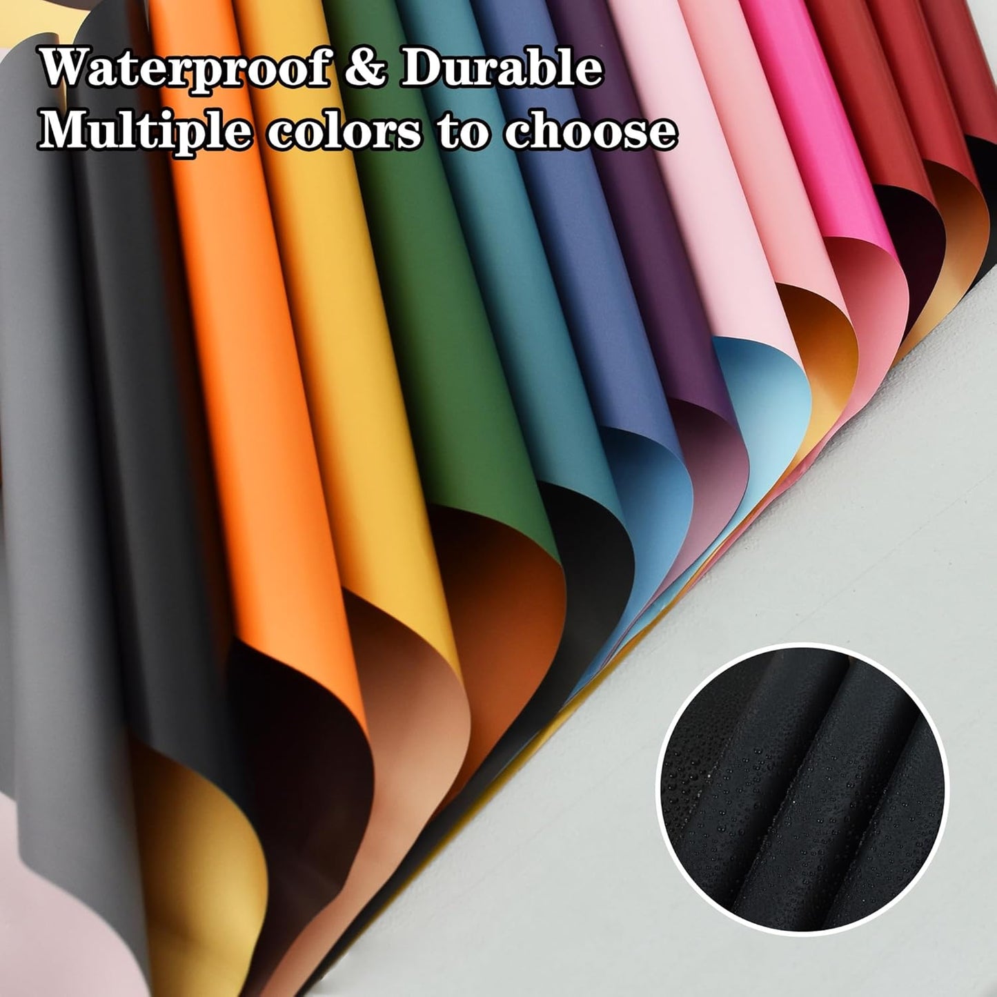 BEISHIDA 20Pcs Black and Gold Double Sided Floral Wrapping Paper Matte Waterproof Flower Bouquet Wrapping Paper for Floral Wrap Florist Packing Supplies Birthday Valentine's Christmas Gift Wrapping