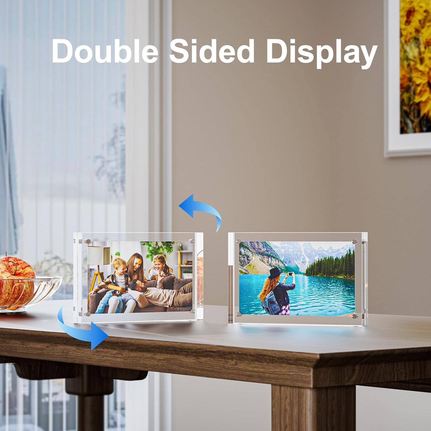 2 Pack 8x10 Acrylic Picture Frames - 20% Thicker Double Sided Magnetic Frame with UV Protection - Freestanding Clear Frameless Display for Tabletops - Modern Photo Frame Set for Home & Office Decor