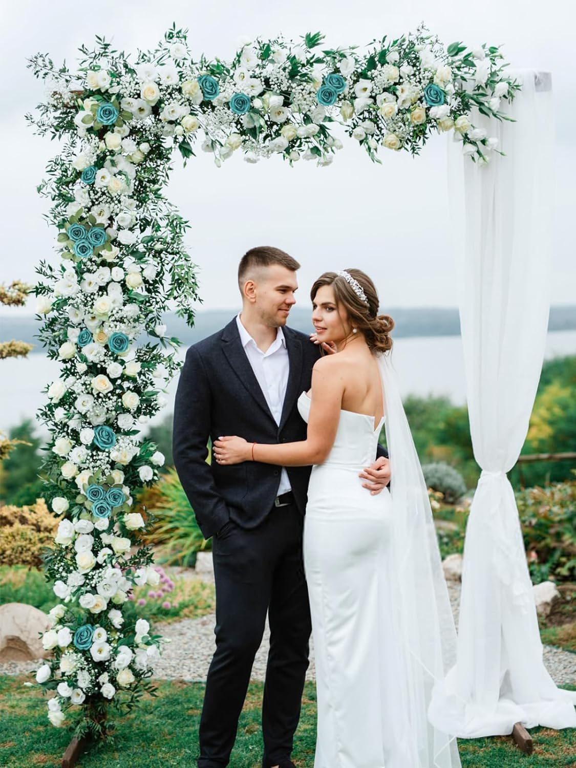 N&T NIETING Artificial Flowers Foam Roses 25 pcs Peacock Green Fake Roses w/Stem for DIY Home Decor Indoor Outdoor Centerpieces Arrangements Bouquets