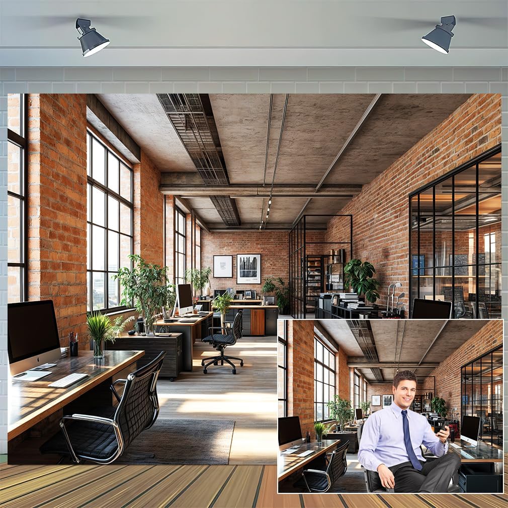 8X6ft Office Video Photo Backdrop Photography Background for Recording Conference, Zoom Home Podcast Backdrops Photo Booth Prop Decorations Wall Decor Tablecloth