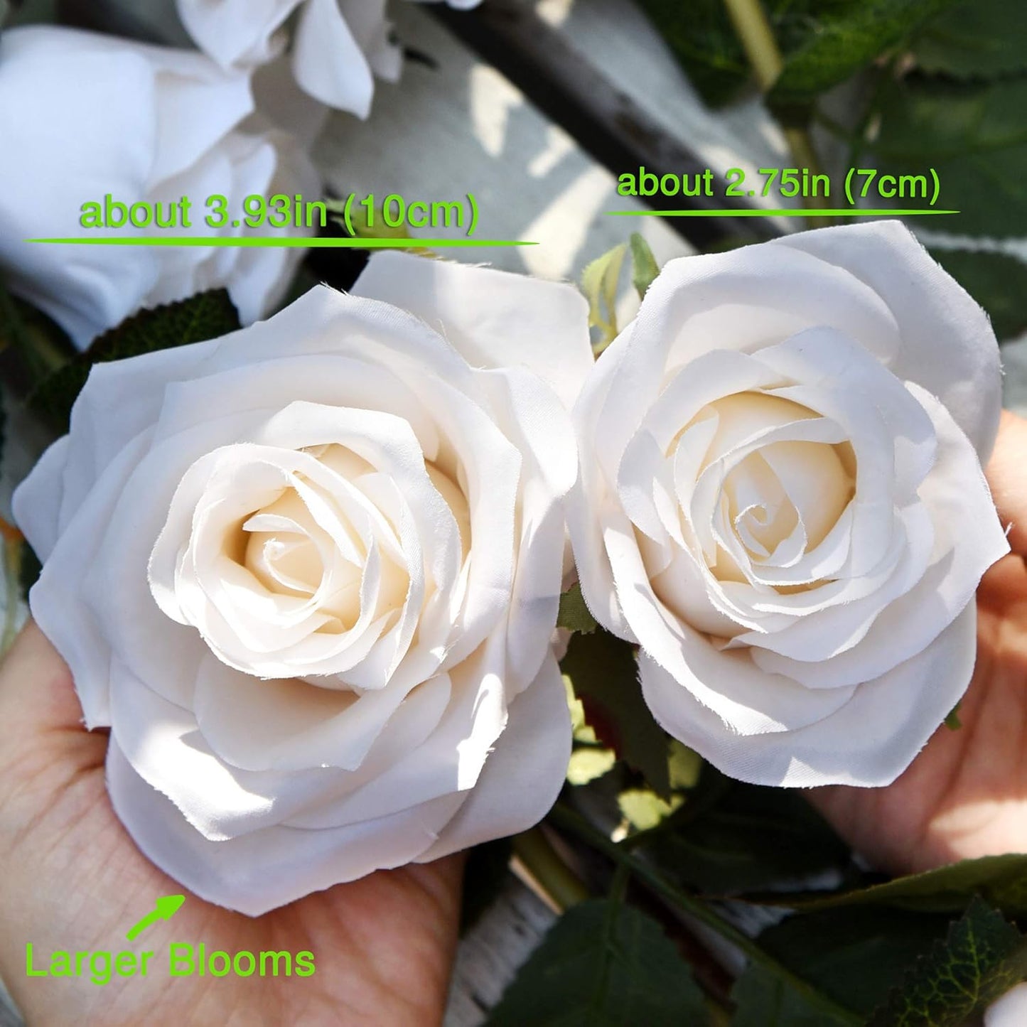 FiveSeasonStuff Floral White Artificial Silk Roses Flower Garland, Bendable Hanging Vine (2pcs, 11ft)