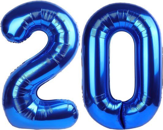 Navy Blue Jumbo Number 20 Balloon 40 Inch, Boy Girl 20 Birthday Supplies, Foil Helium 20 Birthday Giant Balloon, Mylar Blue Number Balloons Anniversary Decorations